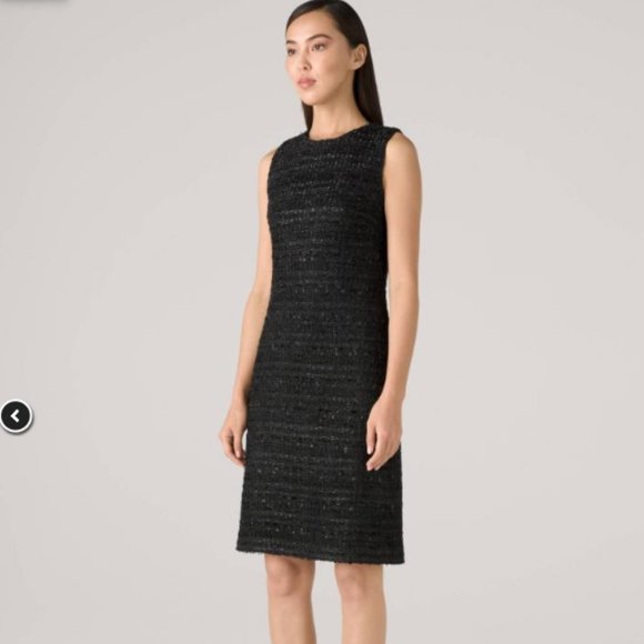 ST JOHN METALLIC EYELASH KNIT TWEED BLACK GOLD SHIMMER DRESS sz 10 - Picture 4 of 9